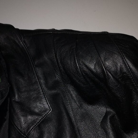 Vintage Avanti Men's Size Medium Button Closure Black Leather Jacket - Picture 6 of 7